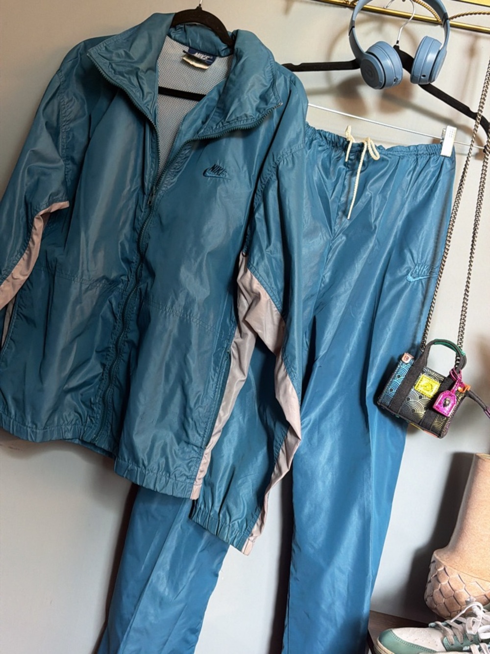 Nike Teal and White Mesh-Lined Jacket
